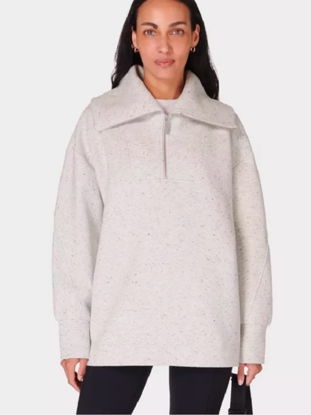 Sweaty Betty Radiant Casual Half Zip Sweatshirt Tranquil Grey Marl Women Size 10